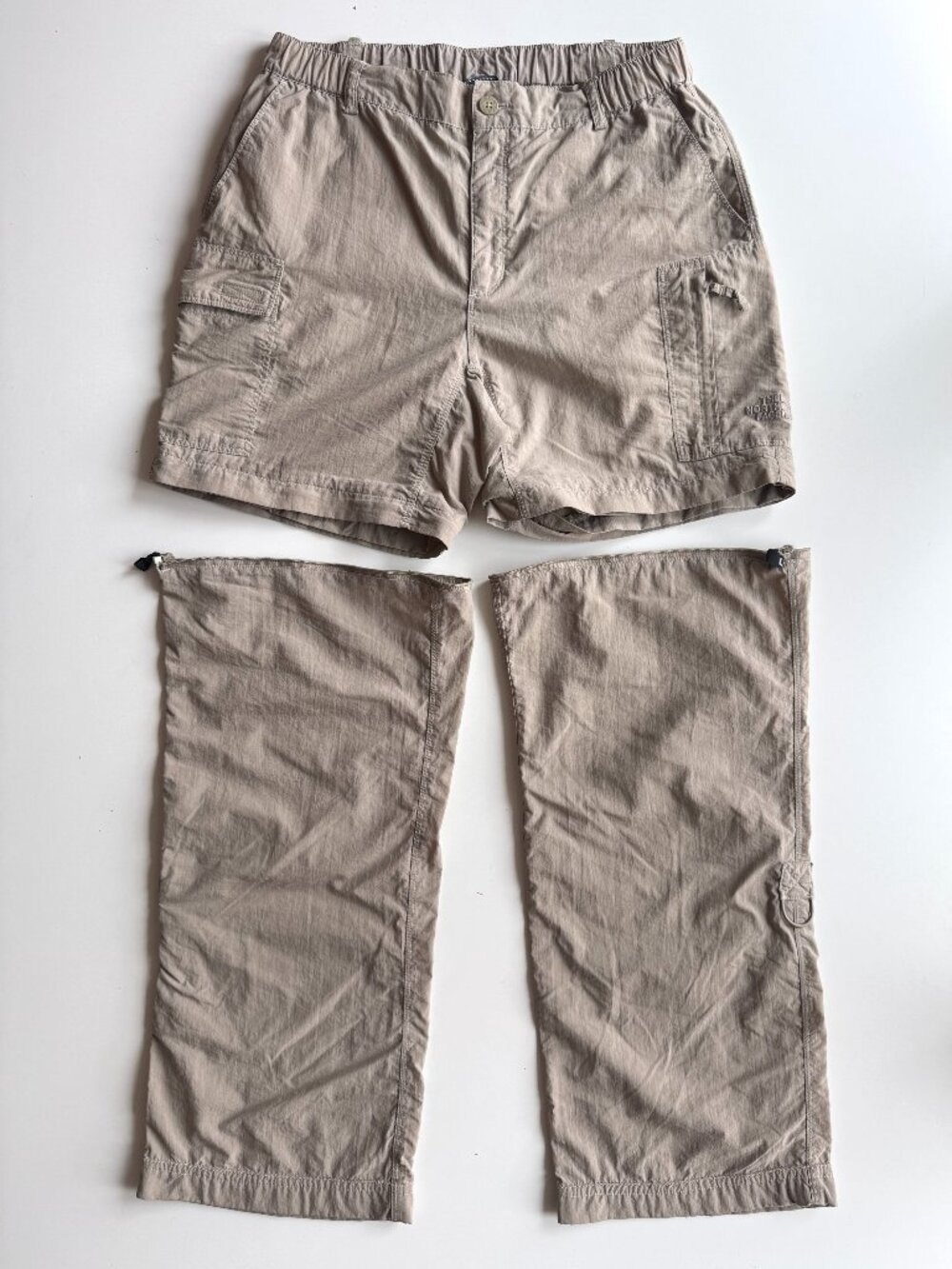 THE NORTH FACE Khaki Beige Nylon Convertible Pants Zip Off Shorts, Size S Short